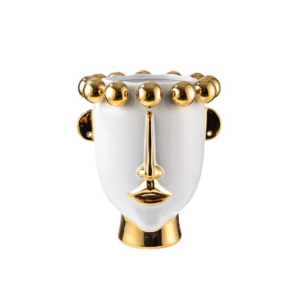 Jarron Face Ceramica Blanco/Gold