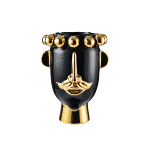 Jarron Face Ceramica Negro/Gold